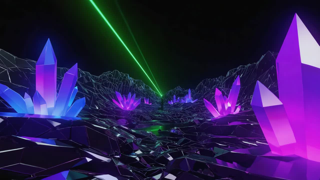 Crystals and neon landscape