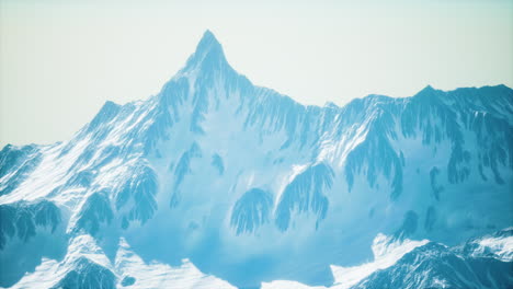 mountain winter caucasus landscape with white glaciers and rocky peak