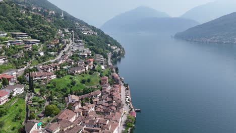 morcote village lake lugano switzerland drone,aerial high angle