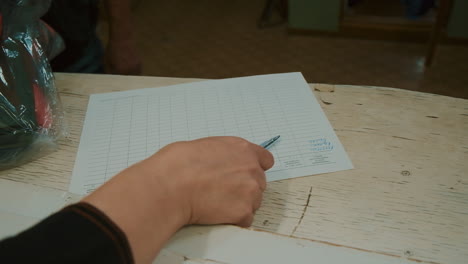 person signing a document