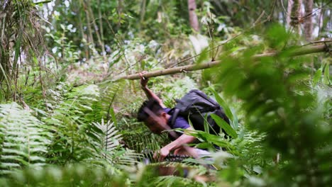 Unidentified-Young-Man-Thief-Chased-By-A-Police-Authority-Escaping-Through-The-Bushes-With-A-Stolen-Valuable