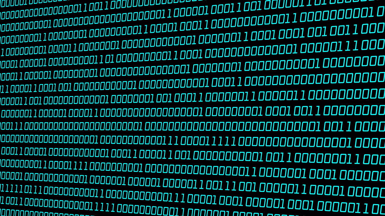 animación del procesamiento de datos sobre un fondo negro