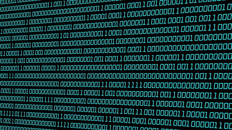Animation of data processing on black background