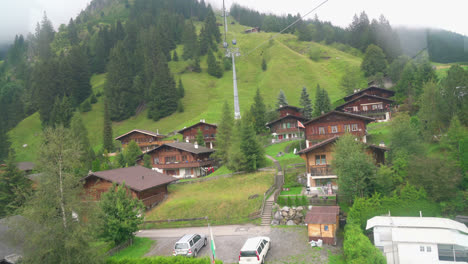 view of kandersteg from cable car moving in switzerland