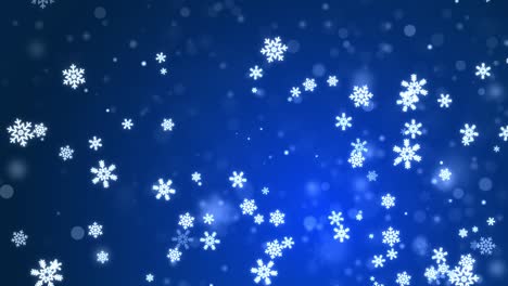 abstract blue motion loop background shining silver snow snowflakes particles.