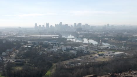 nashville, tennessee skyline wide shot with moving sideways
