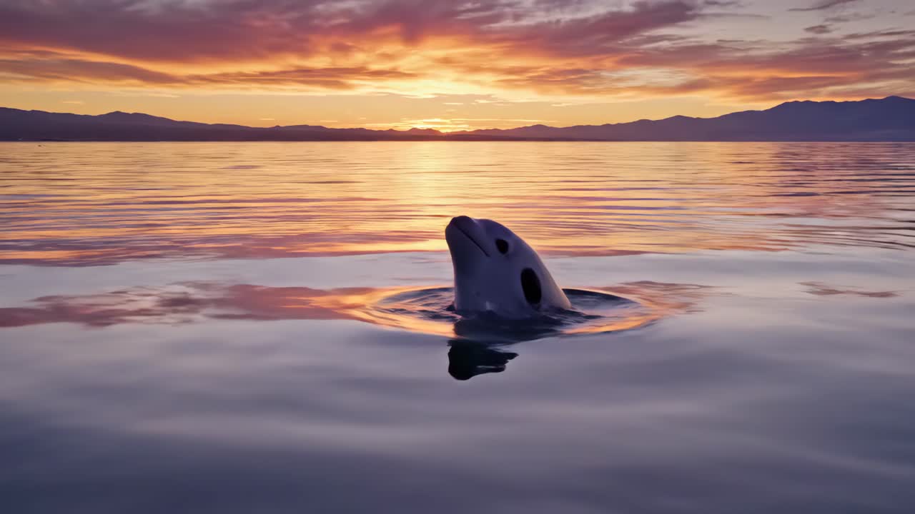 Vaquitas in the Ocean at Sunset