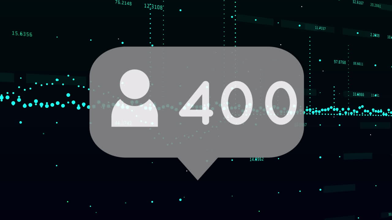 animación del icono de los medios y procesamiento de datos sobre fondo negro