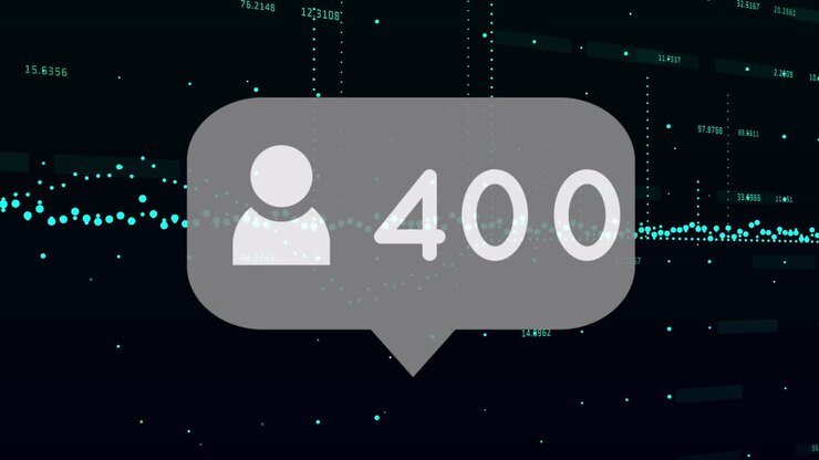 Animation of media icon and data processing on black background