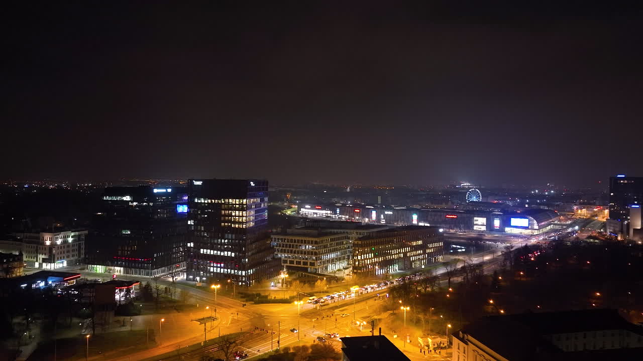 야간 도시 풍경 공중 사진