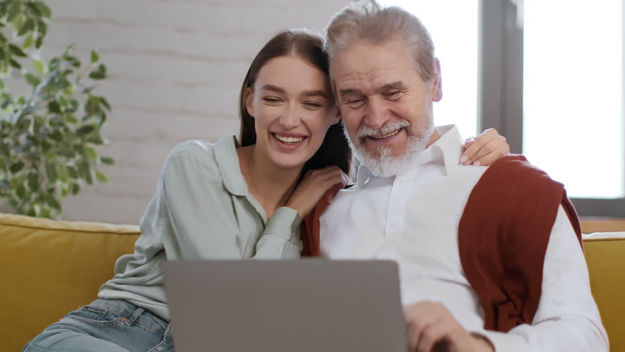 Daughter and Father Video Chatting