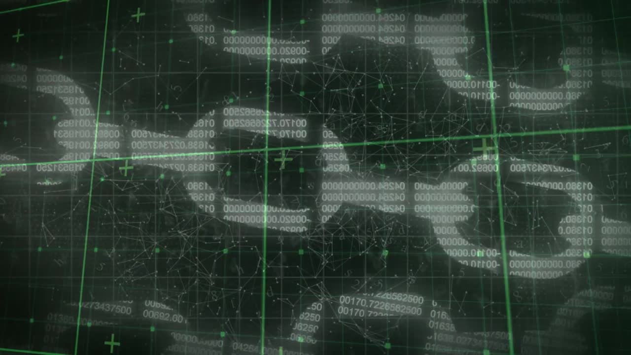 그리드 배경에서 디지털 온라인 보안 체인의 애니메이션