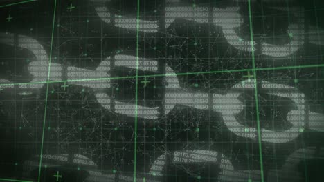 animación de cadenas de seguridad digitales en línea en el fondo de la cuadrícula