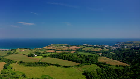 aerial drone shot the cornish coastline in the united kingdom