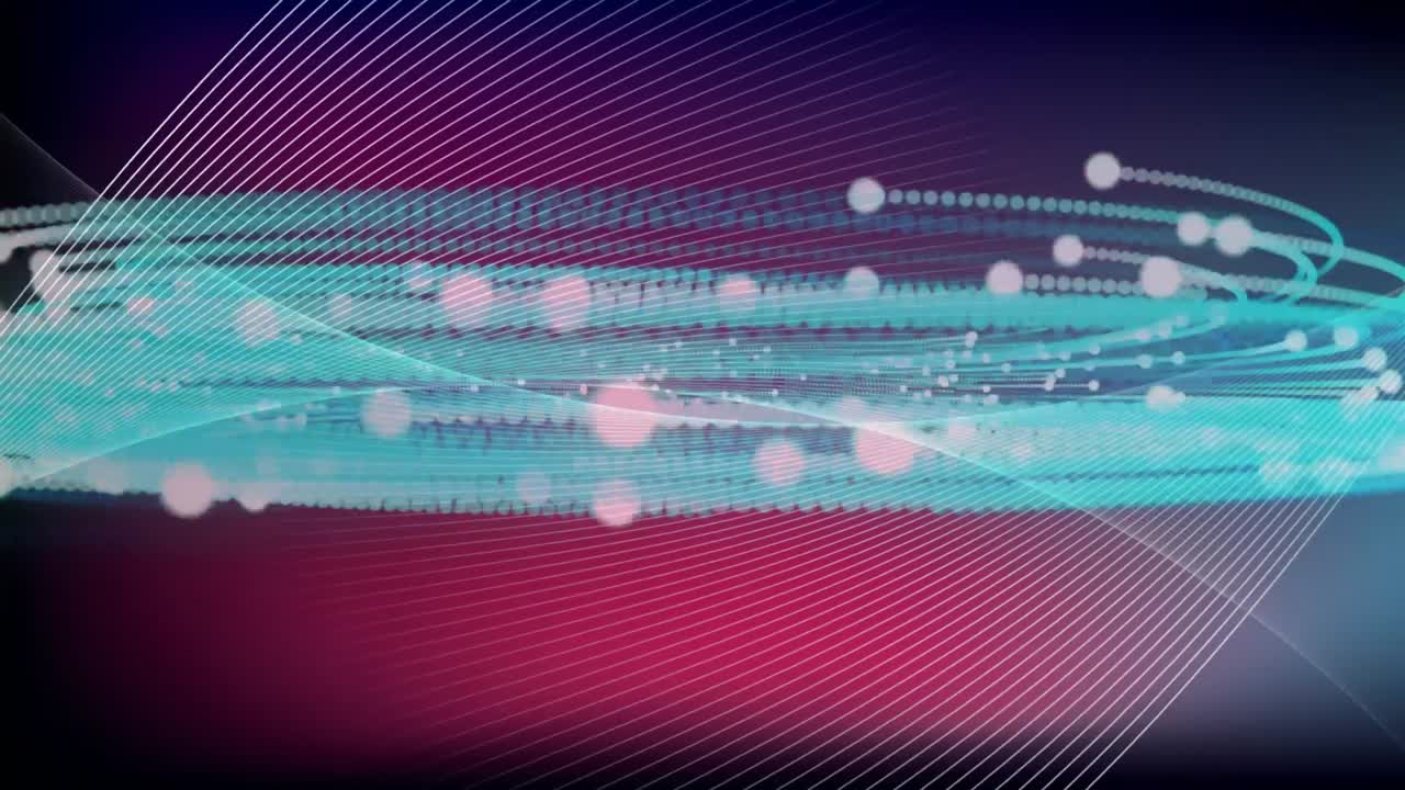 animación de puntos iluminados que giran sobre un fondo de color