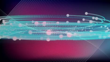 Animation of illuminating dots spinning on coloured background