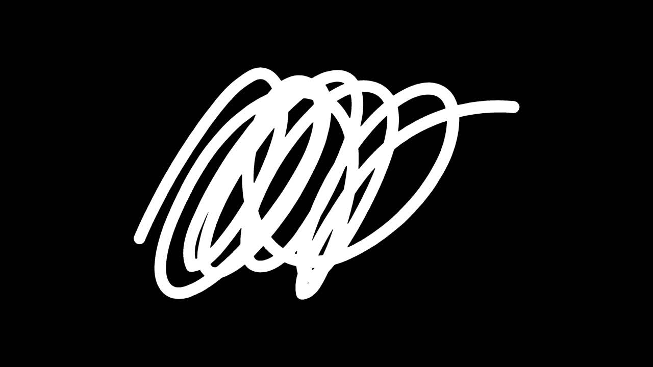 Animazione a spirale bianca a scarabocchio disegnata a mano su sfondo nero