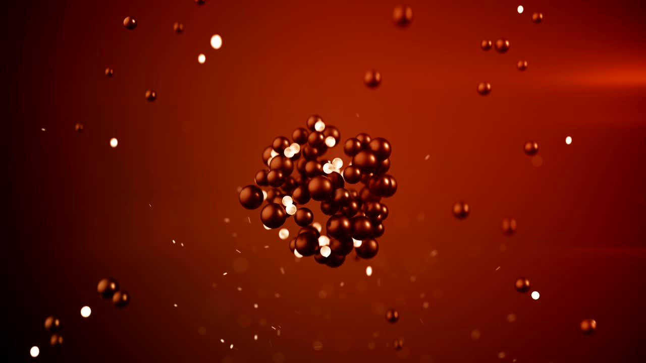 grupo de esferas rojas levitan bucle sin costuras animación de renderización 3d