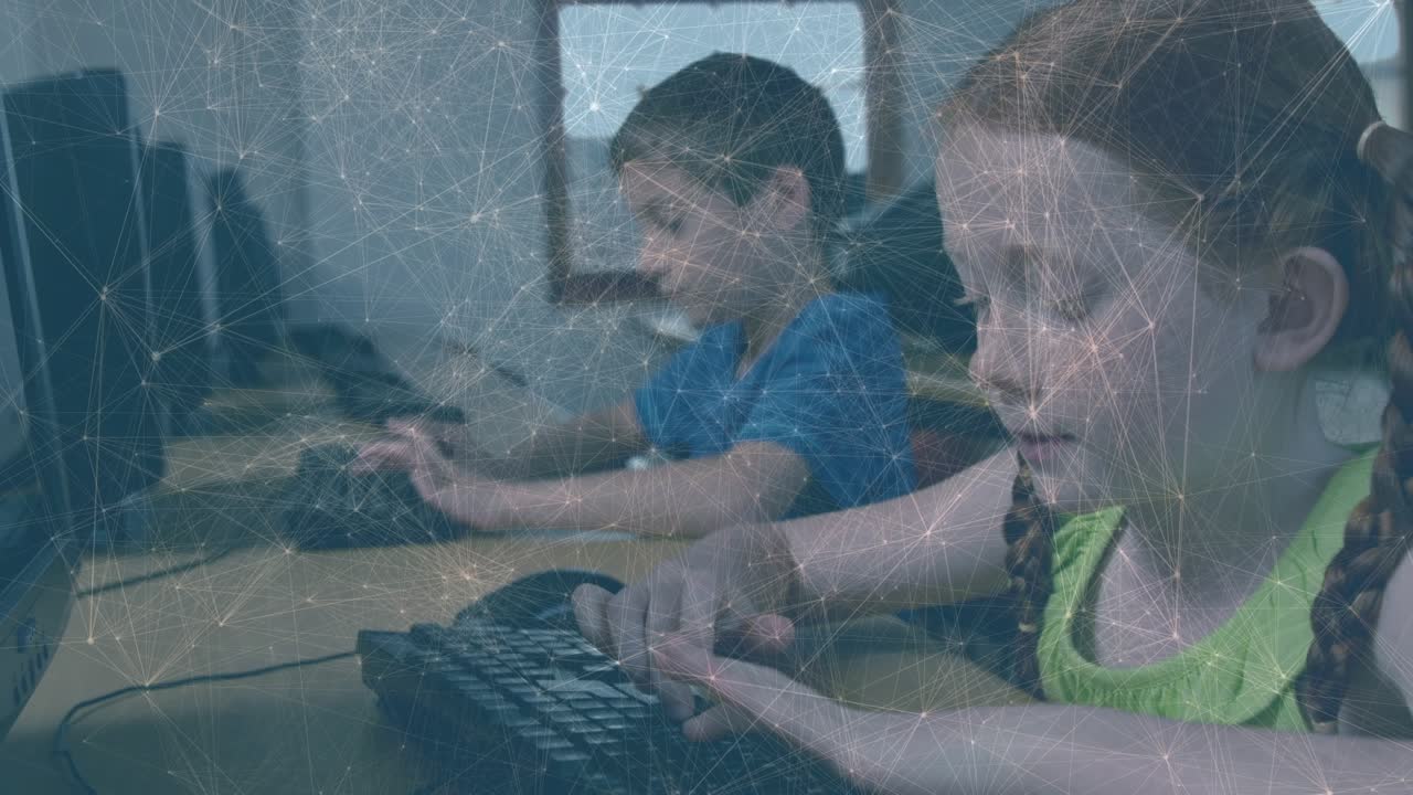 Animation of network of connections over diverse schoolchildren using computers