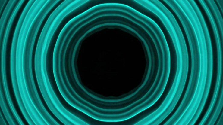 Abstract Teal Concentric Circles Expanding Outward