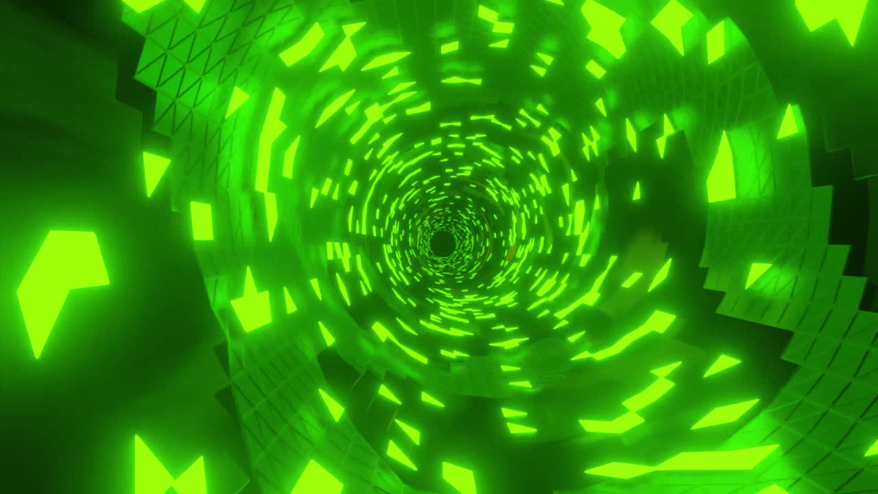 Abstract Green Tunnel with Neon Lights
