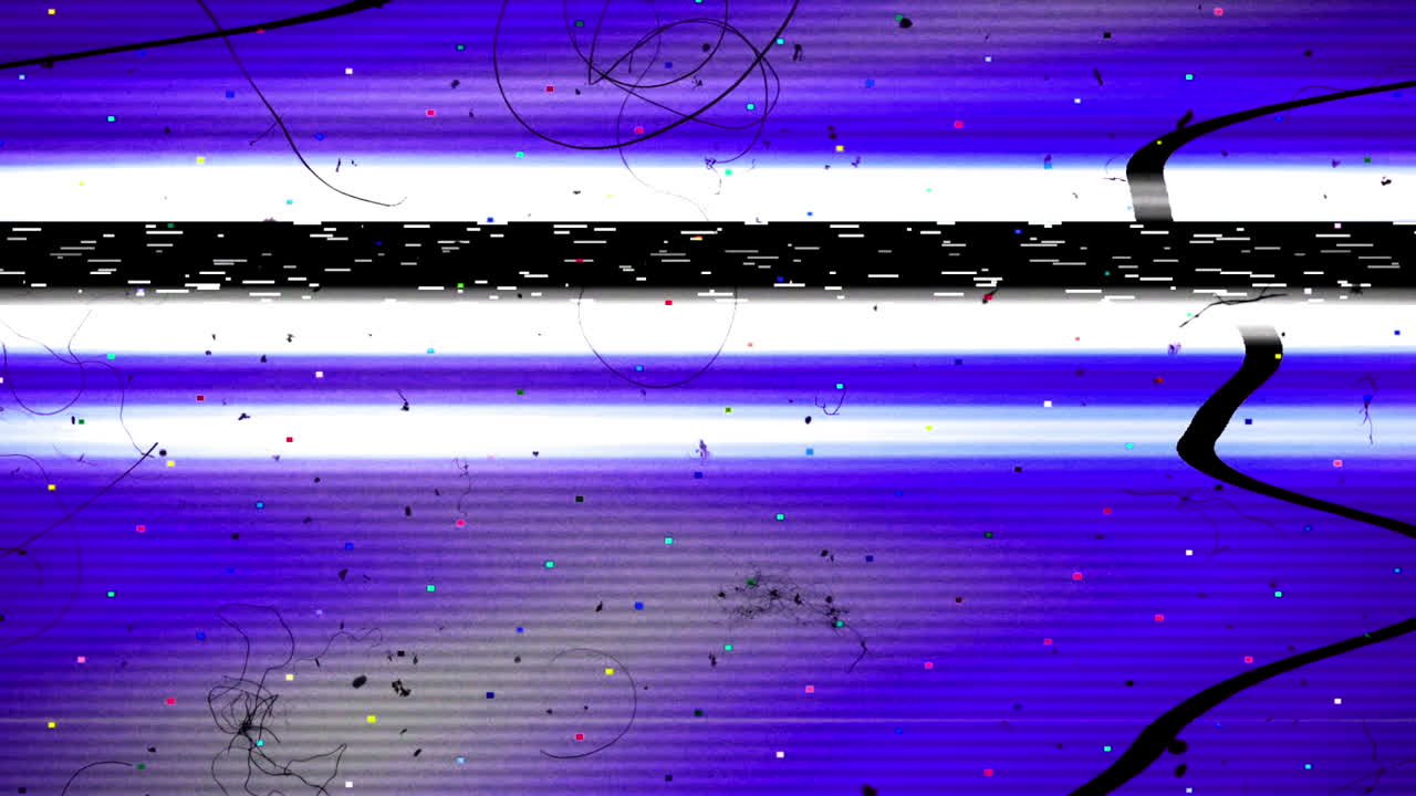 Glitch digitale astratto e rumore statico con effetto VHS retrò