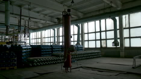 industrial factory interior with gas cylinders