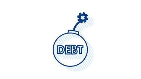 cartoon business card with debt bomb. business concept. motion graphic