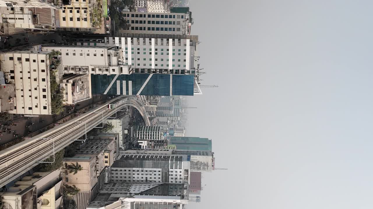 Urban cityscape with buildings and railway