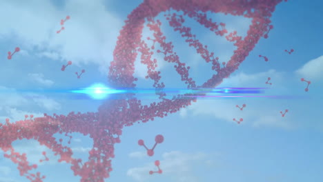 animation of dna strand spinning over molecules