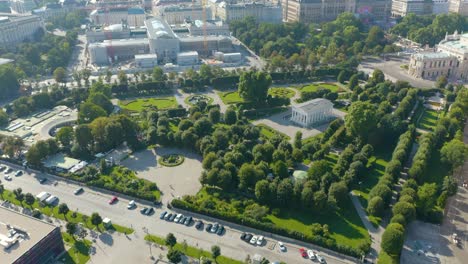 birds eye aerial view of volksgarten in vienna, austria