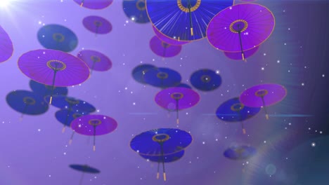 japanese chinese umbrella parasol particle loop animation