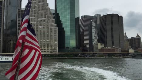 old glory waving on the stern of ferry