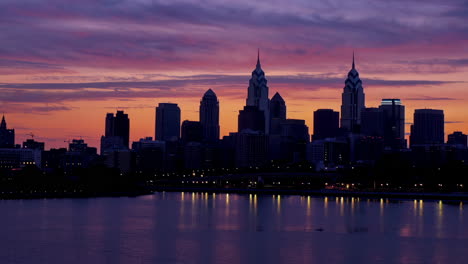 philadelphia skyline at sunset