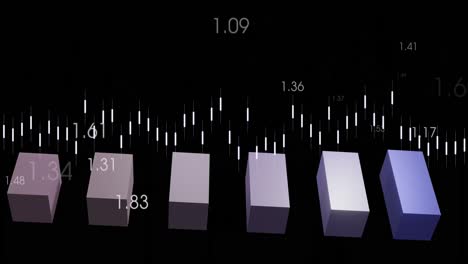 animation of financial data processing over black background