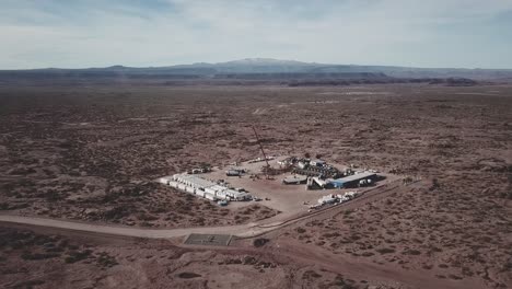 oil and gas lab in vast desert field, vaca muerta, argentina