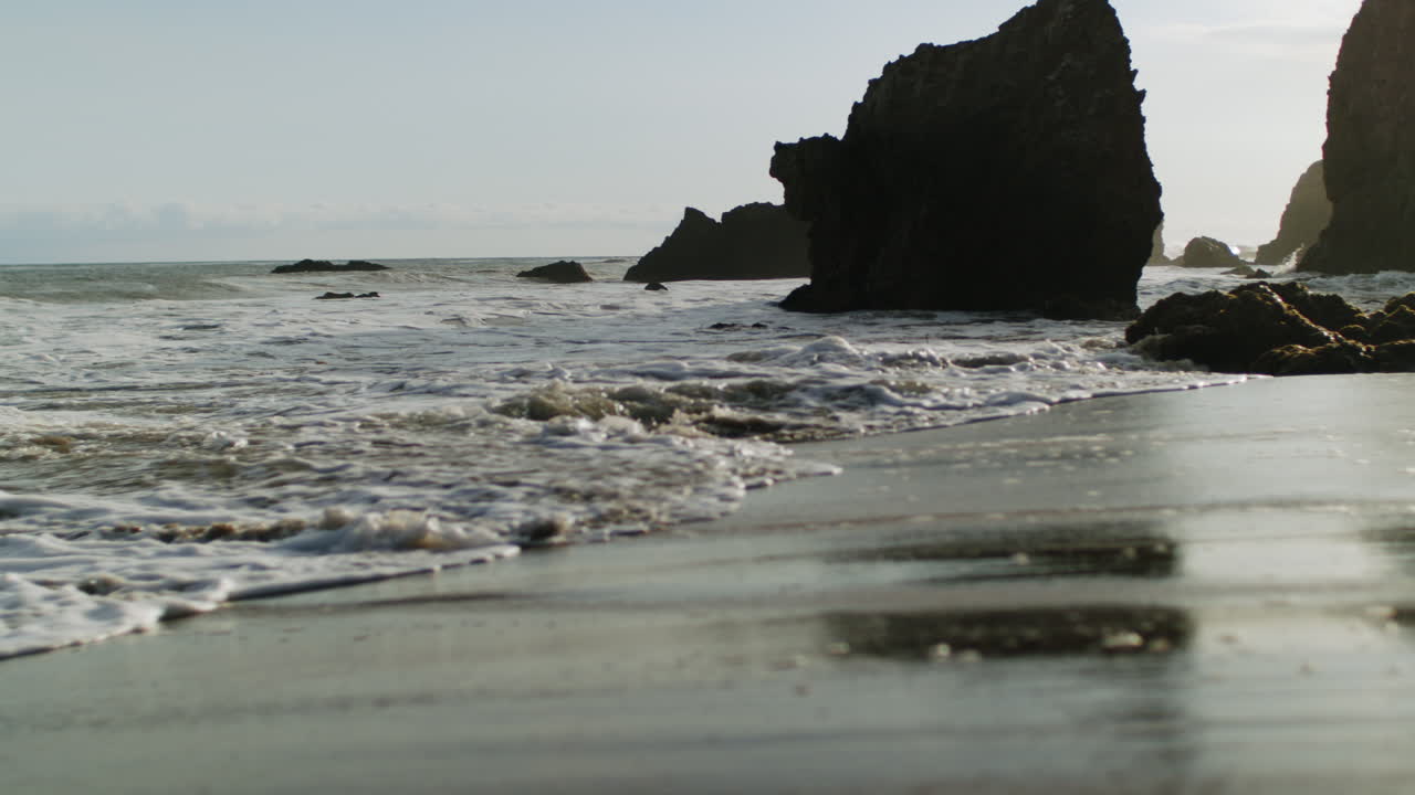 Ocean Waves Crashing on a Rocky Beach