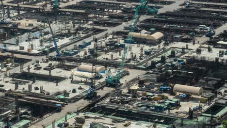 Time-lapse-of-construction-site-with-heavy-construction-machinery-in-metropolis