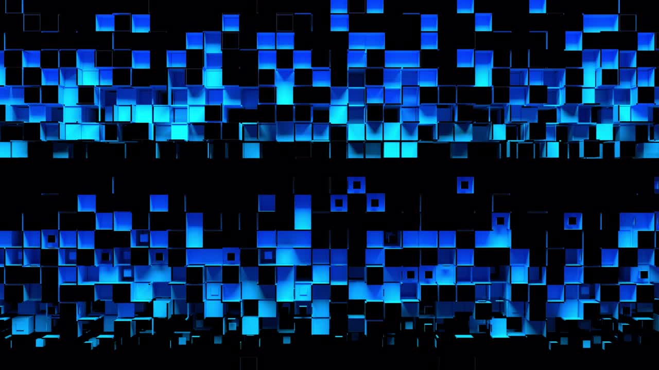 검은 바탕에 사각형 모자이크 세포의 추상적인 스트립