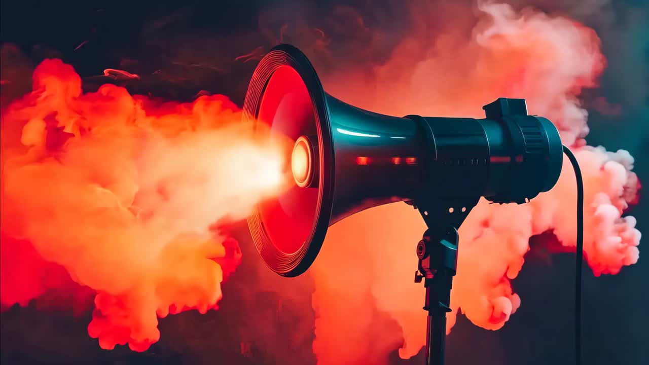 un megáfono con una luz roja saliendo de él