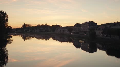 montrichard and the cher river at sunset