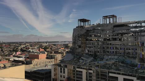 demolition of a building in new orleans: an aerial view