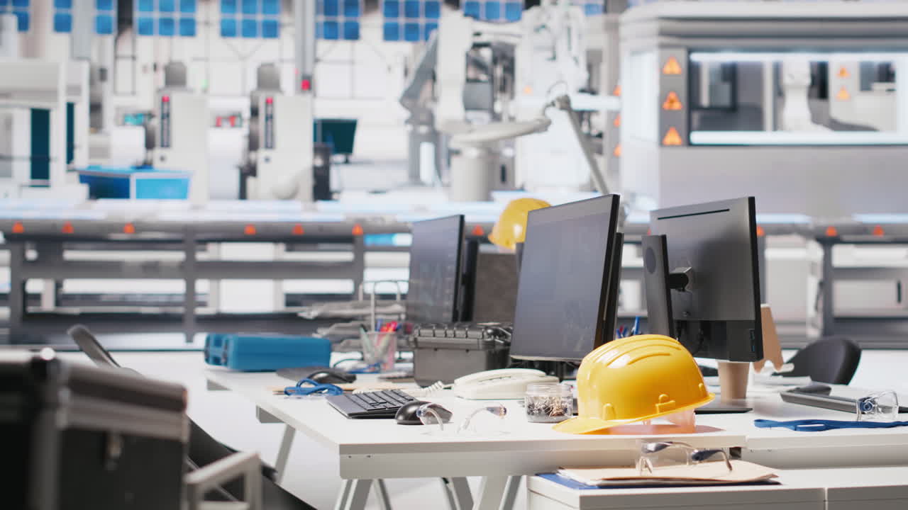 Vertical Video Monitor in photovoltaics factory office used in finetuning system settings