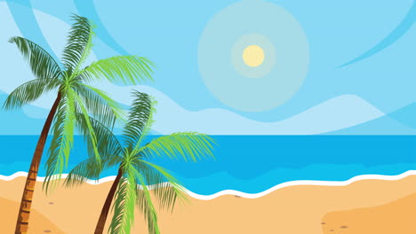 summer season animation with beach seascape