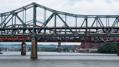 cars driving through the brent spence bridge over the ohio river in cincinnati, kentucky, usa