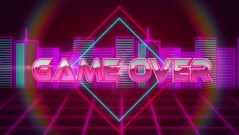 animación del juego sobre la ciudad de contorno en el espacio digital rojo