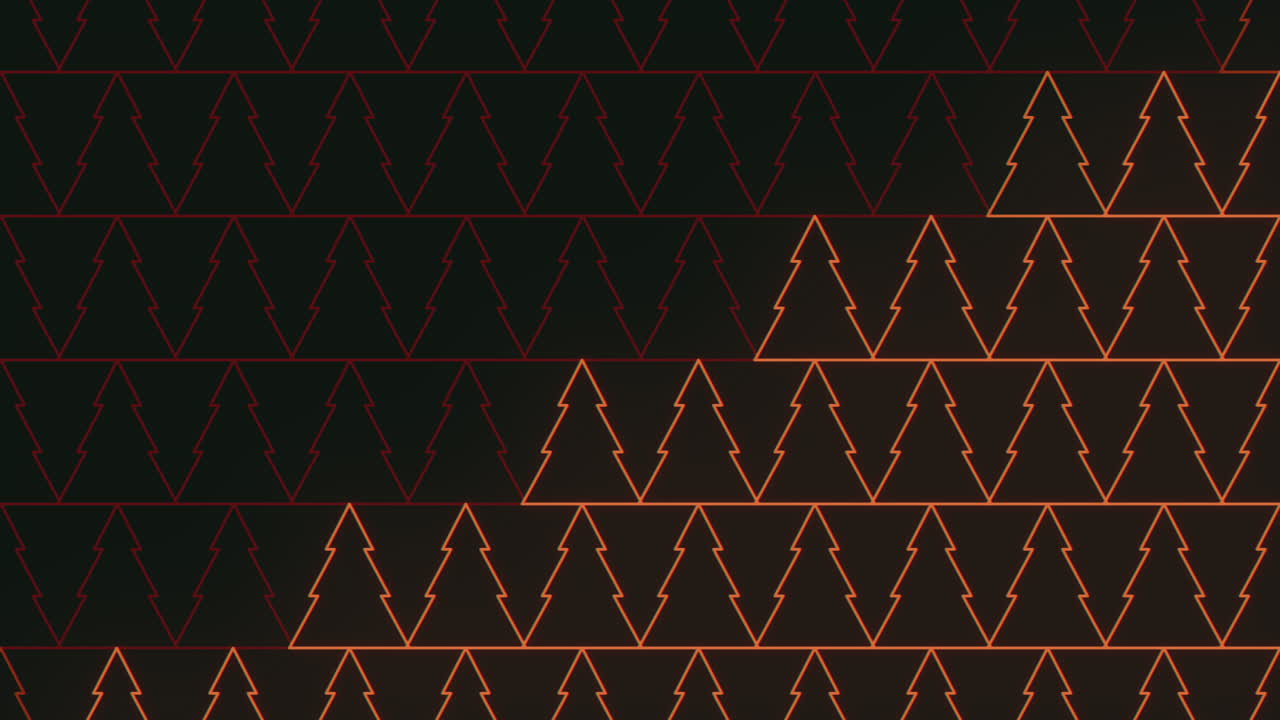 árbol de navidad de neón rojo en filas en gradiente negro