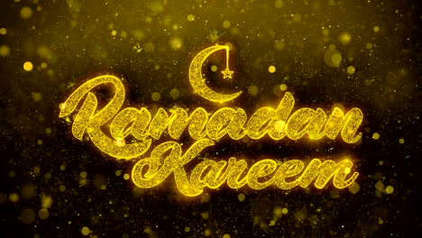 ramadán kareem desea texto en el brillo dorado partículas de brillo animación