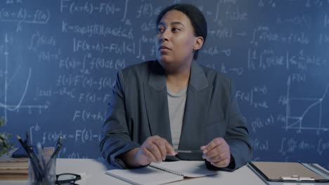 woman studying mathematics