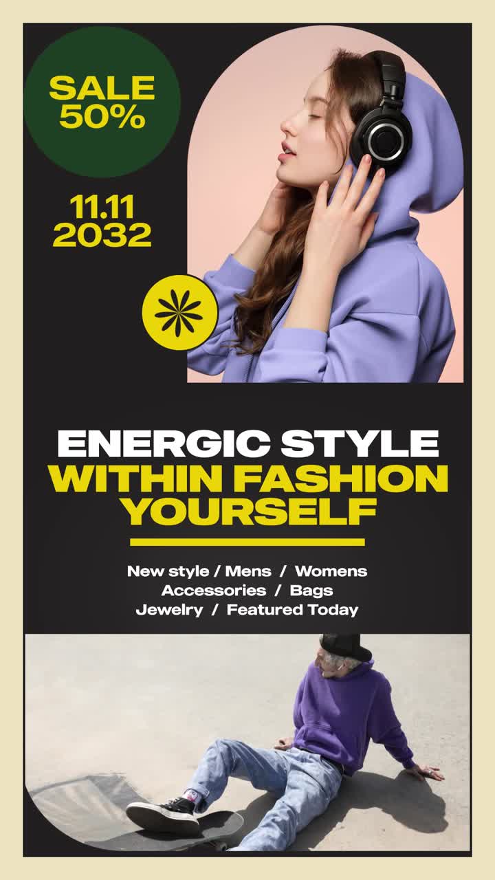 Stile di moda energico con giovani e musica